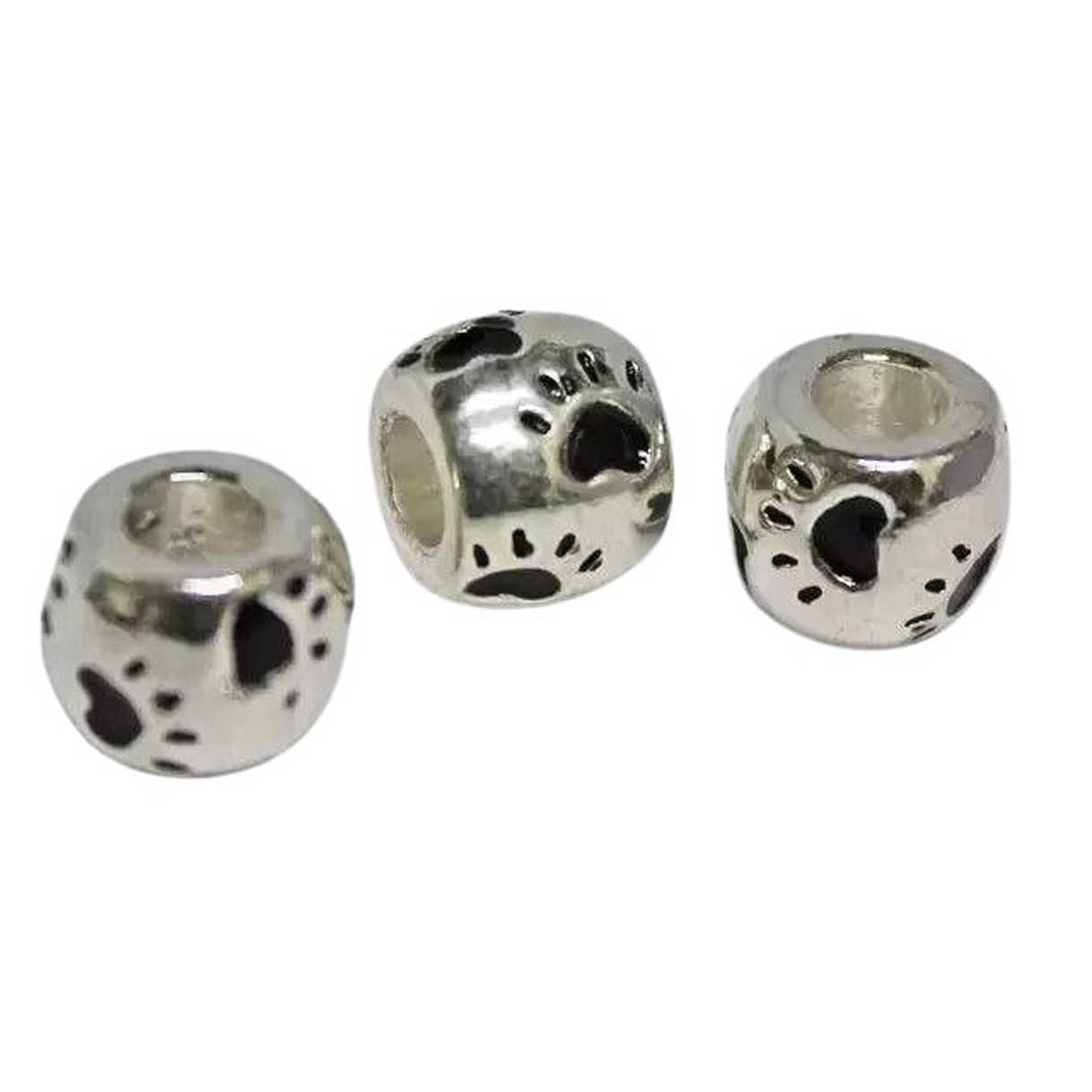 Paw Print Barrel Bead (5 Pack)