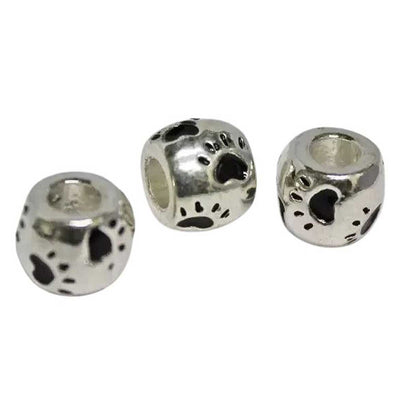 Paw Print Barrel Bead (5 Pack)