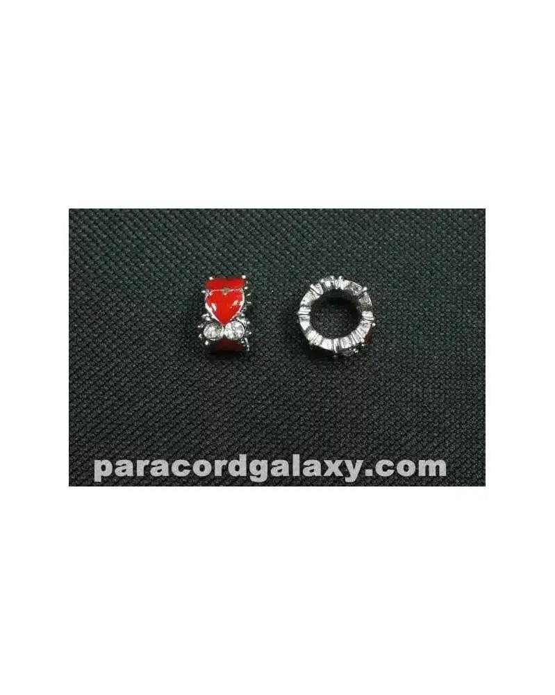 Red Enamel Hearts with Clear Jewels Charm (5 Pack) - Paracord Galaxy