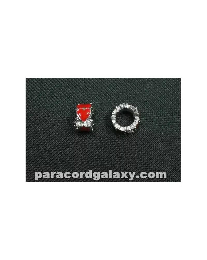 Red Enamel Hearts with Clear Jewels Charm (5 Pack) - Paracord Galaxy