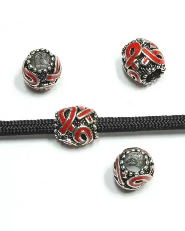 Red Ribbon Awareness Barrel Bead (1 Pack) - Paracord Galaxy