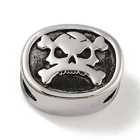 Retro Oval Skull Charm/Bead 304 Stainless Steel