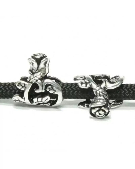 Rose - Antique Silver Plated (5 Pack) - Paracord Galaxy