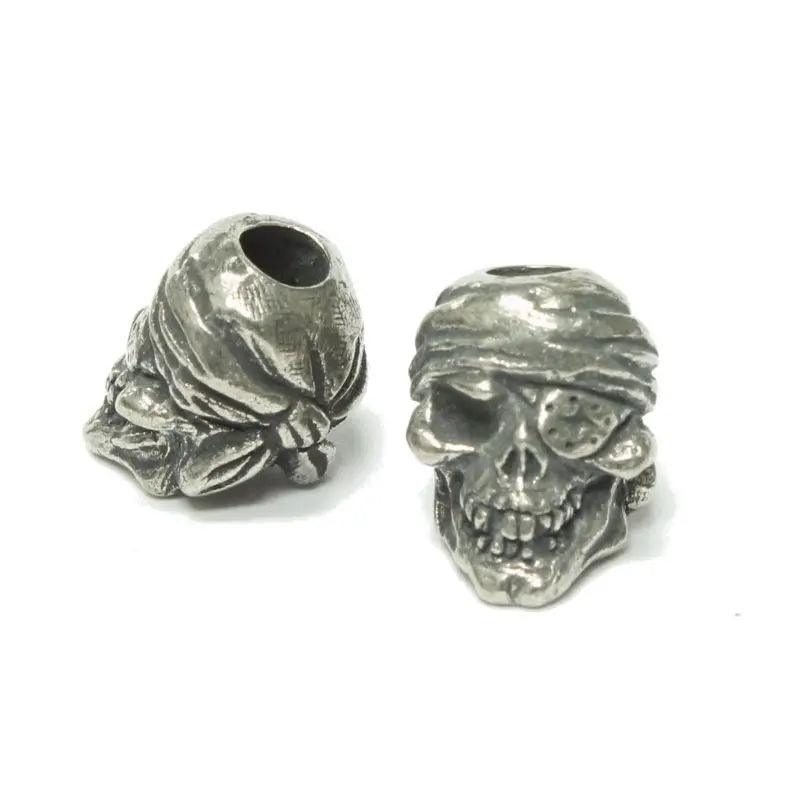 Schmuckatelli Pewter One-Eyed Jack Skull Bead USA Made (1 Pack) - Paracord Galaxy