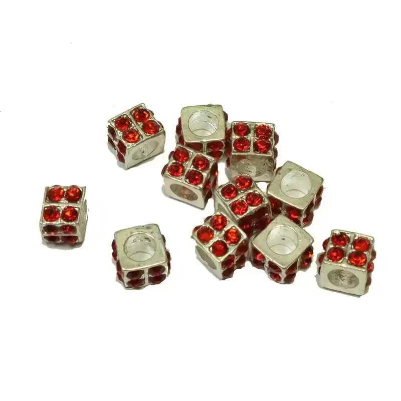 Square Bead with Red Rhinestones (5 Pack) - Paracord Galaxy
