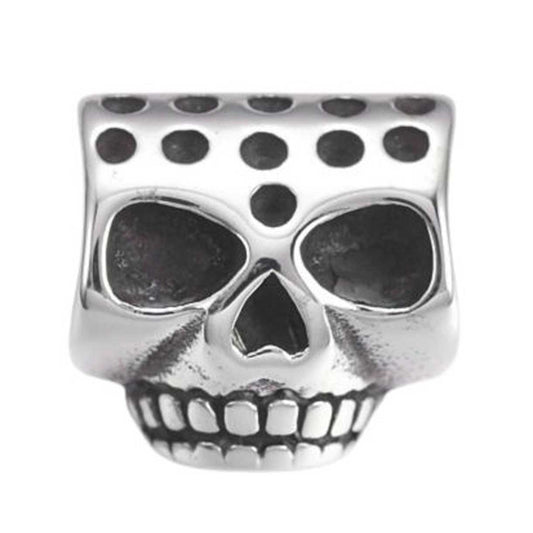 Square Skull Charm/Bead 304 Stainless Steel