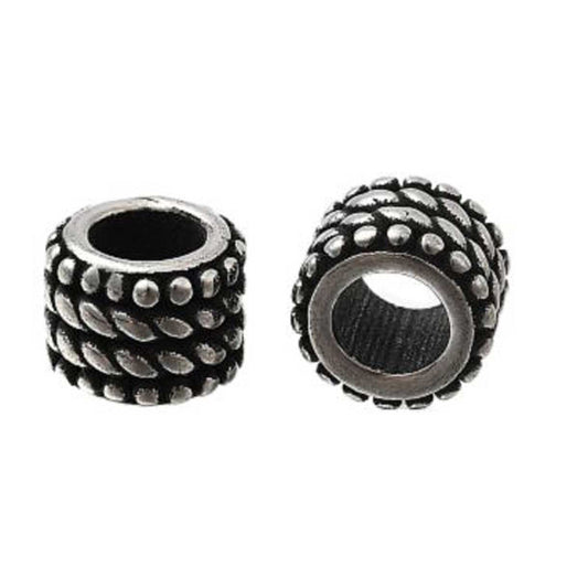 Traction Tread 304 Stainless Barrel Bead/Charm (2 pack)