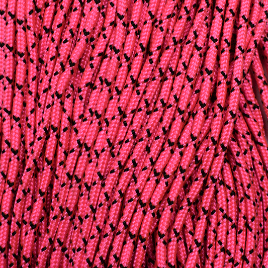 425 Paracord Little Black Pink (Neon Pink with Black X) Made in the USA (100 FT.)