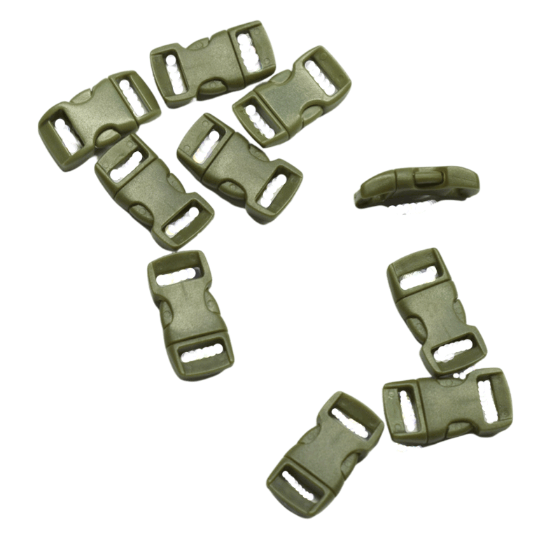 3/8 Inch Olive (OD) Curved Side Release Buckles (10 Pack)  paracordwholesale