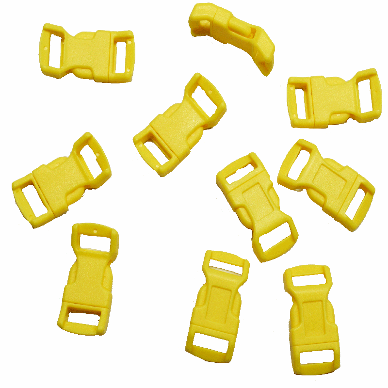 1/2 Inch Yellow Curved Side Release Buckles (10 pack)  paracordwholesale