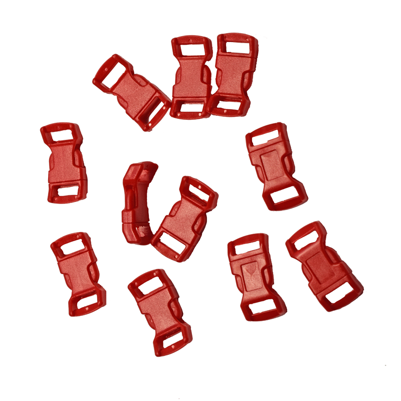 1/2 Inch Red Curved Side Release Buckles (10 pack)  paracordwholesale