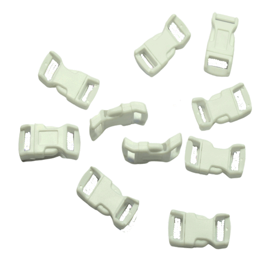 1/2 Inch White Curved Side Release Buckles (10 pack)  paracordwholesale